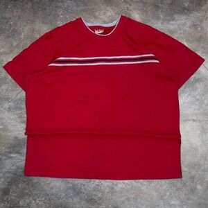 Vintage Basic Editions Red Striped Tee Men's Size XL Skater Surfer Grunge Y2K